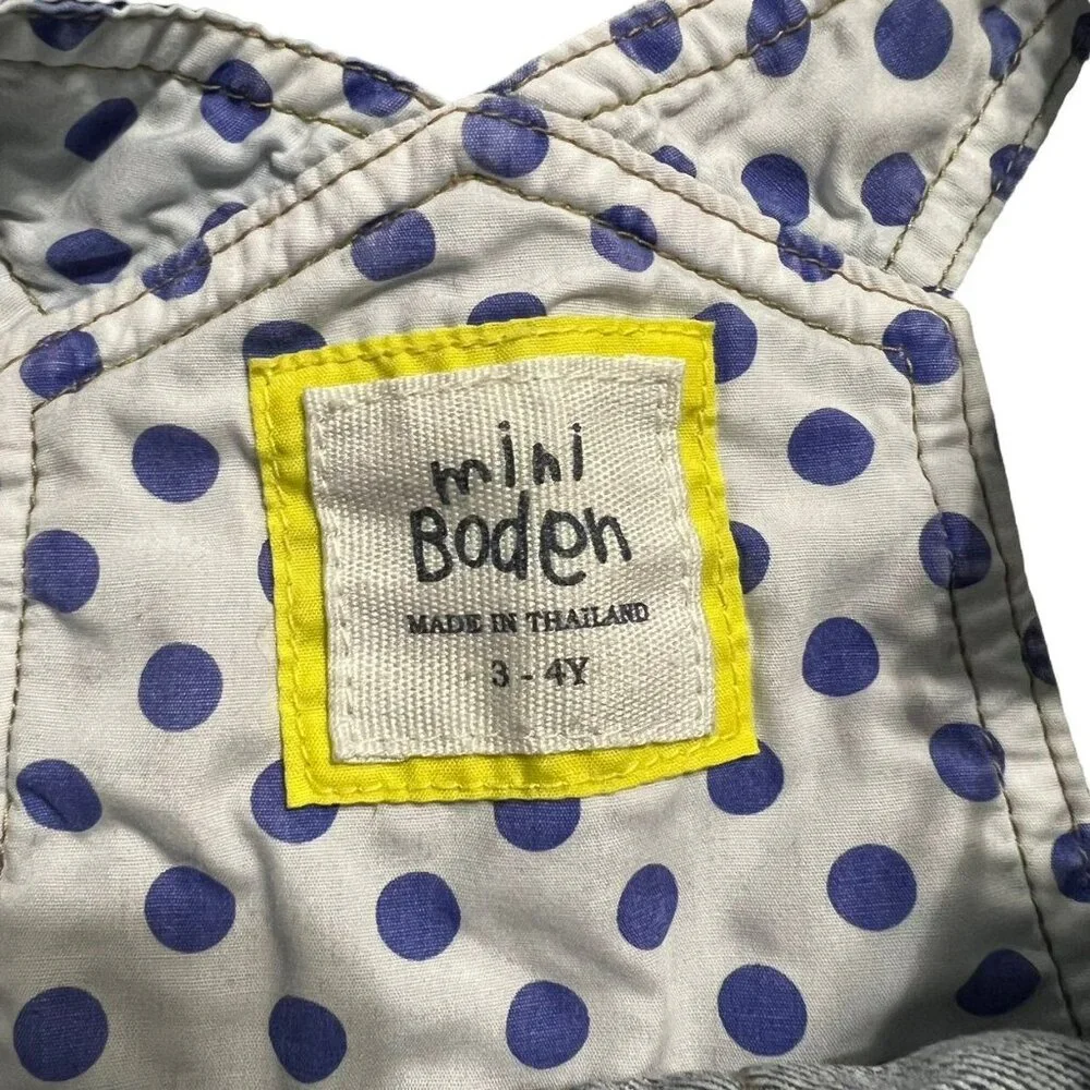 Mini Boden 3-4Y Denim Heart Pocket Overall Dress